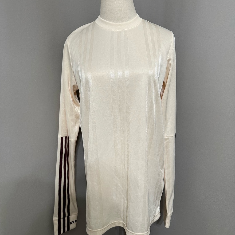 Adidas x Ivy Park Cream Long Sleeve Top with Striped Sleeve